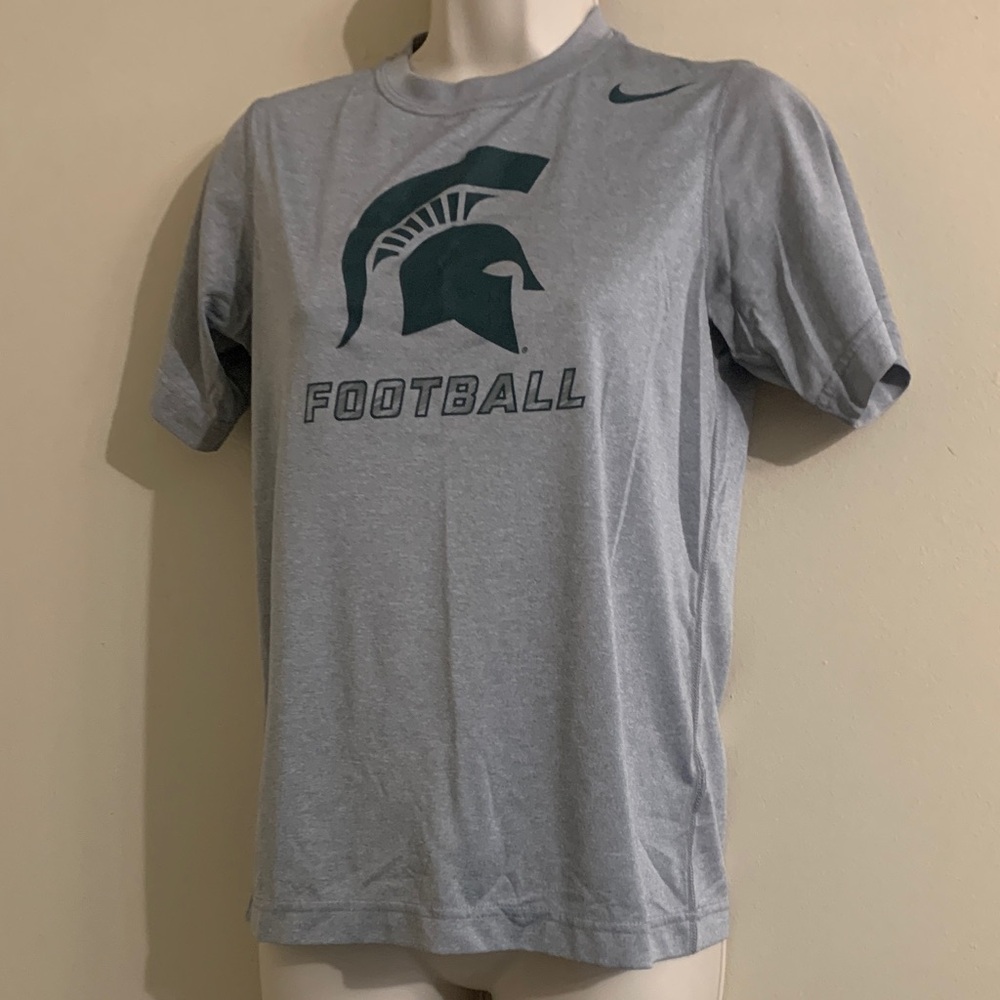 Nike Gray Football Graphic Tee MSU Spartans 67